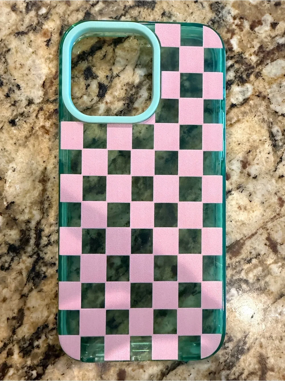 Pink & Teal Checker Phone Case - Unbranded